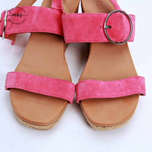 NWT UGG April Suede Espadrille Platform Sandals Pink Women US 11 EU 42 - Picture 9 of 12
